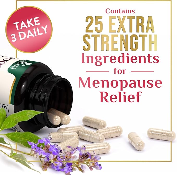 Menopause Supplement for Women - Natural Menopause Relief Support for Mild Hot Flashes & Night Sweats - Best Probiotics for Women, Dong Quai, Black Cohosh, Ashwagandha - Bottled in USA - 60 Capsules