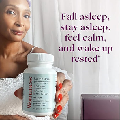 Womaness Let Me Sleep – Sleep Aid for Adults - Melatonin & Magnesium Supplement - Nighttime Rest Support with Magnesium for Better Relaxation and Night Sleep Support, Evening Wellness - 30 Capsules