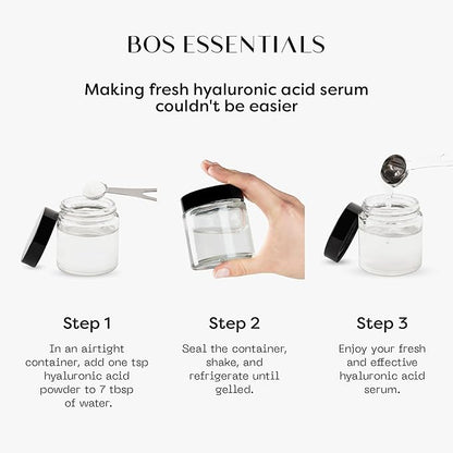 Pure Hyaluronic Acid Powder – 100% Natural, Vegan, U.S.-Made, Makes 50+ oz DIY Anti-Aging Serum – Plumps & Moisturizes for Youthful Skin – ~1,000 kDa