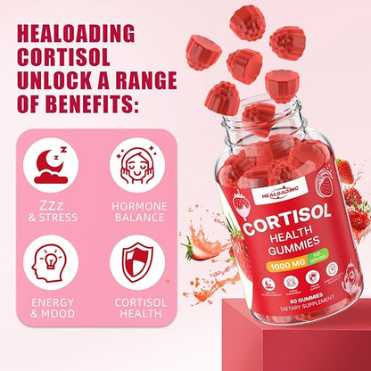 Cortisol Supplements for Women: Cortisol Reducer Gummies with Ashwagandha Magnesium L-theanine Phosphatidylserine Vitamin B12 for Daily Relaxation Support