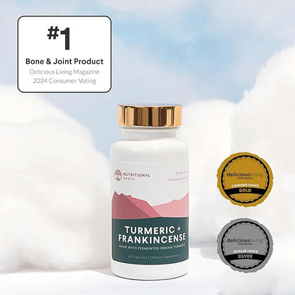 Nutritional Roots - Indian Turmeric + Frankincense - With 95% Curcuminoids, Curcumin Longa, Boswellia Serrata & Black Pepper - Supports Joint Health - Dietary Supplement - 1 Month Supply - 60 Capsules