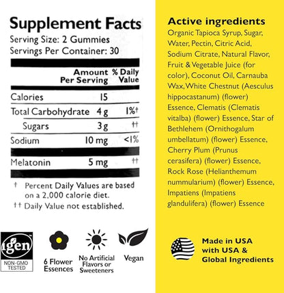 Bach RESCUE PLUS Melatonin Sleep Gummies, Natural Strawberry Flavor, Sleep Aid, Dietary Supplement, Vegan, Gluten-Free, No Artificial Flavors, Colors or Sweeteners, 3 Pack, 180 Count Total