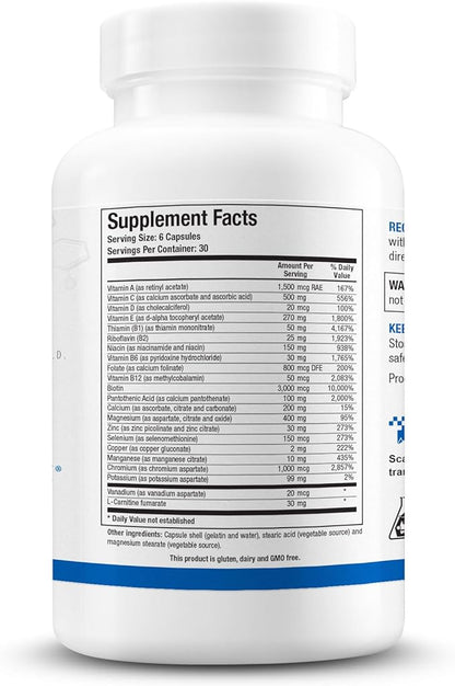 Biotics Research GlucoBalance Chromium, Vanadium, L carnitine Supplement, Supports Metabolic Health and Maintain Healthy Blood Lipid Levels - 180 Capsules