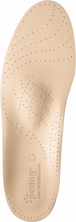 Pedag Viva | Leather Arch Support Inserts | Handmade in Germany | Plantar Fasciitis Relief | Heel Cushion | Activated Charcoal Odor Control | Metatarsal Support Pad | Tan | Men US 18/ EU 51
