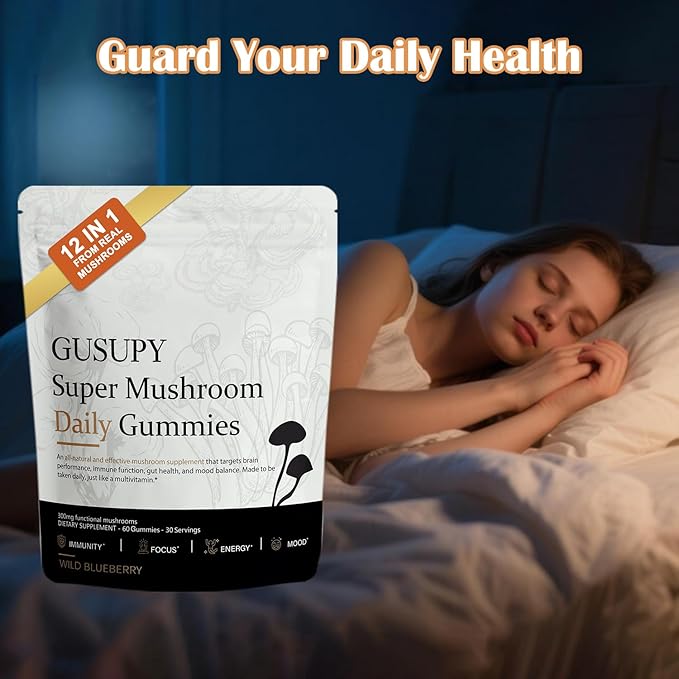 Lions Mane Mushroom Supplement Gummies: Daily Mushroom Supplements Gummy for Memory & Focus,12-Mushroom Blend with Cordyceps,Reishi,Chaga,Herbal Brain Supplement for Cognitive,60 Gummies