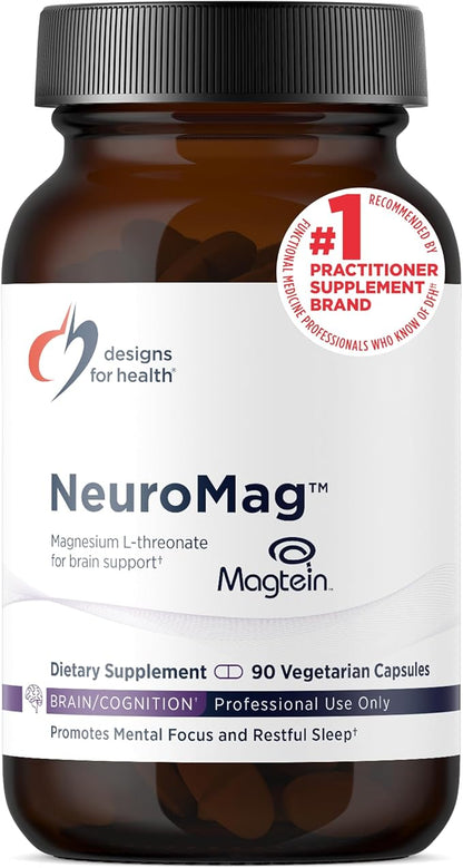 Designs for Health NeuroMag Bioavailable Magnesium L-Threonate - Chelated Magnesium Supplement from Magtein for Brain Health & Cognitive Function, Support Focus & Sleep* (90 Vegan Capsules)