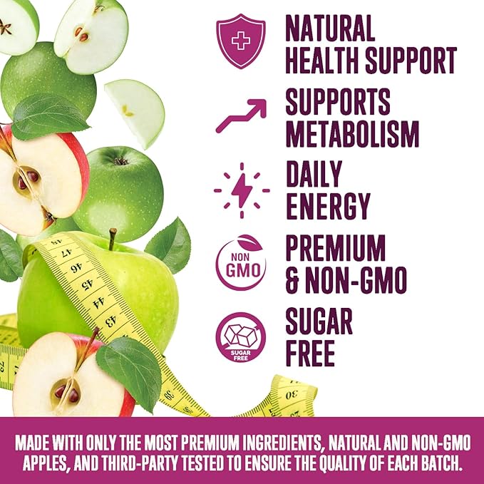 Apple Cider Vinegar Gummies 1000mg per Serving - Sugar Free Max Strength ACV Gummy Vitamins Supplement, Advanced Formula, Vitamin B12 Supports Metabolism & Energy, Keto Friendly, Vegan, 120 Gummies