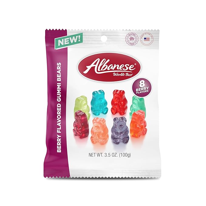 Albanese World's Best Berry Flavored Gummi Bears, 3.5oz Bags of Candy, Individually Wrapped Pack of 12