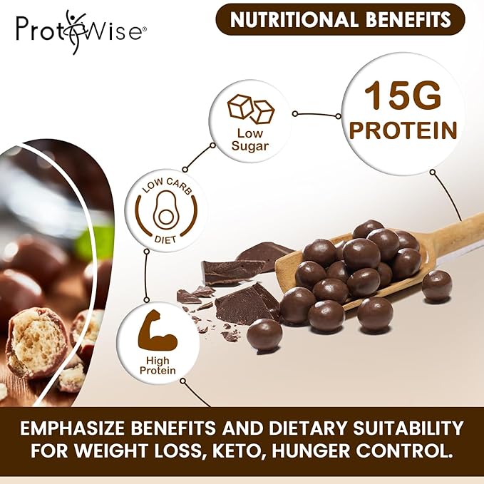 ProtiWise High Protein 15g Soy Snacks | Chocolate | 7/Box | Weight Loss, KETO Diet Friendly, Hunger Control Snack | Low Fat, Low Calorie, Low Sugar