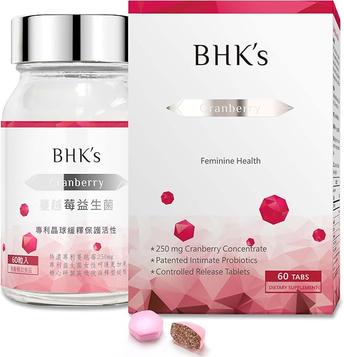 BHK's Patented Cranberry Probiotics for Women - 34:1 Concentrated Extract with PACs - Supports Urinary Tract & Vaginal Health, pH Balance & Odor Control - Bio-Shield® Timed-Release - 60 Tablets