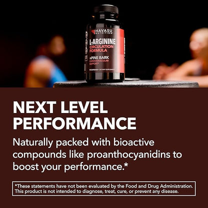 L-Arginine 1800mg and Pine Bark Extract 100mg - Nitric Oxide Supplement for Men - Performance Supplement for Men's Health - 90 Count - Endurance, Recovery Support - Vegan, Non-GMO Capsules