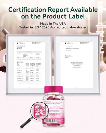 Magnesium Glycinate Plus Gummies 860mg, Sugar-Free, Non-GMO, Gluten-Free, Magnesium Gummies for Adults & Kids, Sleep, Relaxation & Focus, Magnesium Supplement for Women, Mixed Berry Flavor, 60 Count