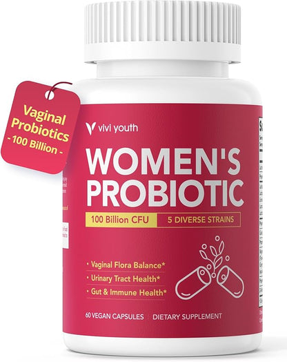 Vaginal Probiotics – pH Balance, Feminine Odor Control & Yeast Support, Probiotics for Women with Prebiotics & Lactobacillus Blend, 60 Capsules