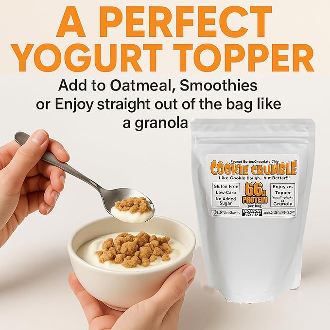 High Protein Cookie – Peanut Butter Chocolate Chip Crumble, 66g Protein per Bag, Keto, Low Carb, No Sugar Added, Gluten-Free, 2 Pack – PROTEIN SWEETS
