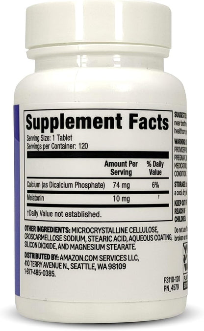 Amazon Basics Extra Strength Melatonin Tablets, 10 mg 120 Count