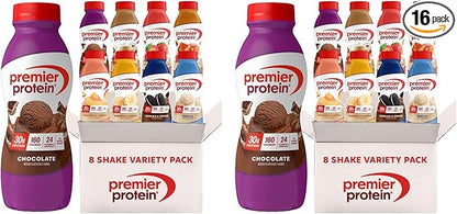 Premier Protein Shake, Variety Pack (8 Flavors, 2 of Each), 30g Protein, No Added Sugar, 24 Vitamins & Minerals, 11.5 fl oz Bottles (16 Pack)