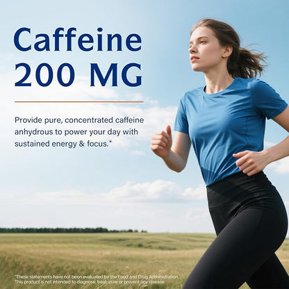 Innate Vitality Caffeine, 200 mg Caffeine Pill for Men & Women, No Crash or Jitters, Non GMO, No Gluten, Boost Energy Levels & Mental Focus, 120 Vegan Capsules