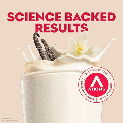 Atkins Vanilla High Protein Shake, 15g Protein, Low Glycemic, Low Carb and Low Sugar Protein Shakes, Keto Friendly Ready to Drink Shakes, 12 Vanilla Flavored Protein Shakes