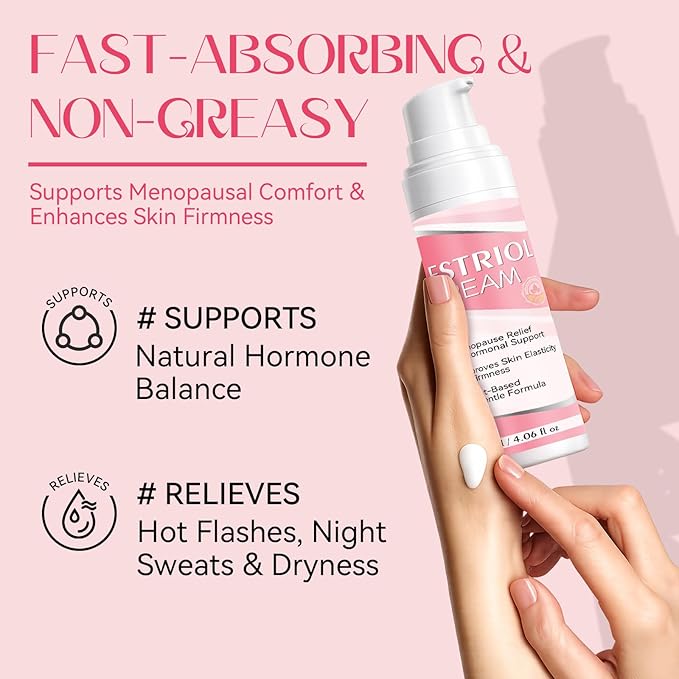 Bellisinno Estriol Face Cream for Women, Natural Bioidentical Moisturizer Cream for Mature Skin, Hydrating & Firming Facial Cream, Fast-Absorbing, Pump Bottle, 4.06 fl oz