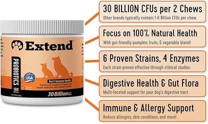 Extend Dog Joint Care Supplement (30 Count) + Probiotics Soft Chews (100 Count) | with Glucosamine, MSM, Type II Collagen Supports Hip, Joint, Gut & Immune Health - Made in USA