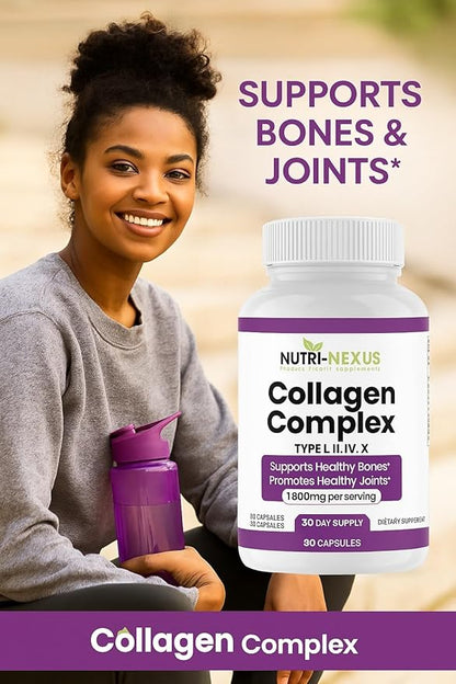 Multi Collagen Peptides Types I, II, III, V & X – Hydrolyzed Bovine Collagen Capsules -Supports Skin, Hair & Nail Wellness – Collagen Supplement for Women & Men