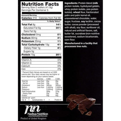 Proti-Thin High Protein Chocolate Wafer Squares, 15g Protein, Low Calorie, Low Sugar, Aspartame Free, Diet Wafer Bars, Healthy Snack, 2 Wafers per Serving, 5 Count Box (6 Boxes - Save 10%)