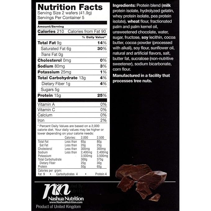 Proti-Thin High Protein Chocolate Wafer Squares, 15g Protein, Low Calorie, Low Sugar, Aspartame Free, Diet Wafer Bars, Healthy Snack, 2 Wafers per Serving, 5 Count Box (3 Boxes - Save 5%)