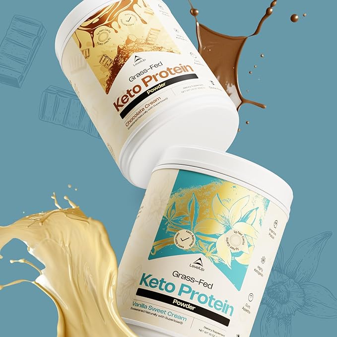 LevelUp Keto Protein, with Collagen Peptides, Energizing MCT, Whey Isolate Protein, Ketogenic Protein Powder Supplement - Vanilla Sweet Cream