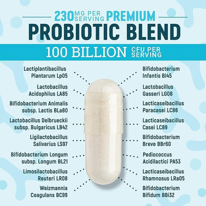 Nature's Physician Probiotics - 100 Billion CFU Per Capsule - 16 Strains + Prebiotics - Best Probiotic Supplement for Women & Men - Supports Immune, Digestive Health, Constipation & Gas - 30 Capsules