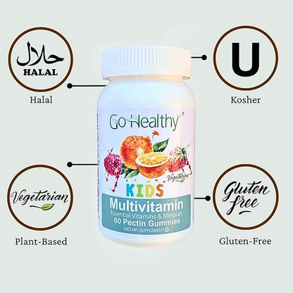Go Healthy Kids Multivitamin Gummies, Immune Support, Kids Vitamin Gummies, Kosher Kid Vitamin, Halal, Non-GMO, Gluten-Free Tasty Gummy - 30 Servings
