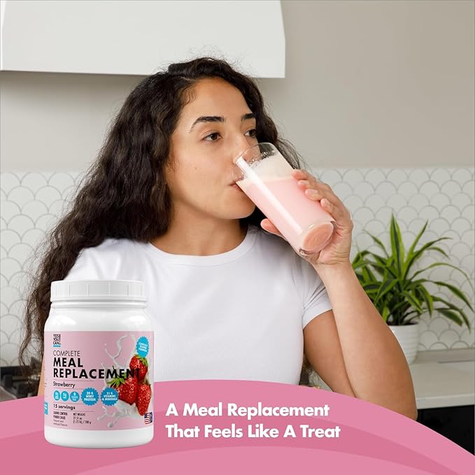 Yes You Can! Meal Replacement Shake - 20G Protein, 5G Fiber, 21 Vitamins & Minerals - Meal Replacement Protein Powder - Complete All-in-One Nutrition - 15 Servings (Strawberry)