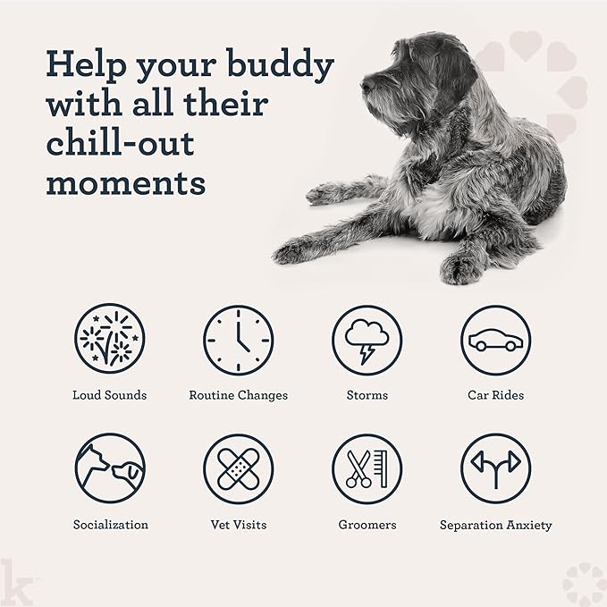 Kradle Calming Chews for Dogs - Anxiety and Stress Support - L-Theanine Ashwagandha GABA - Calming Supplement for Relaxation and Stress - Chicken Flavor- 75 Chews