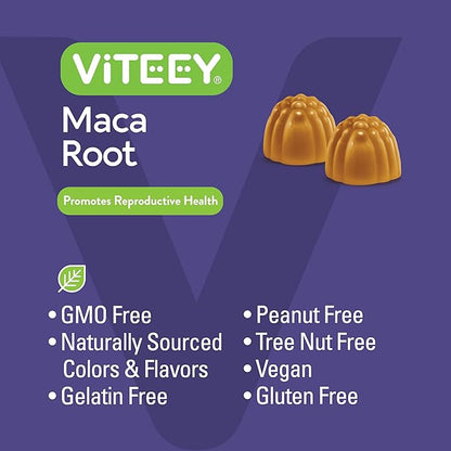 Viteey Black Maca Root Gummies - Drive, Passion & Energy Support - Black Maca Root for Men & Women - Vegan, Gluten Free - 120 Count