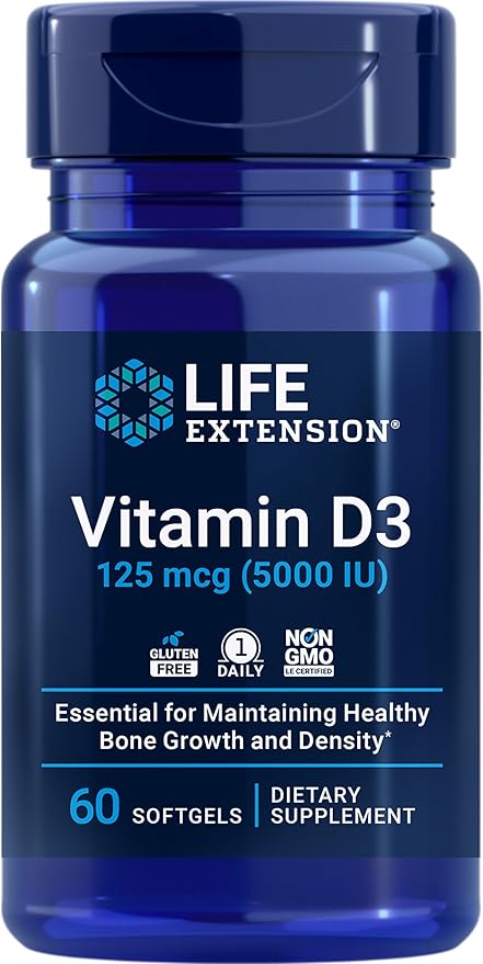 Life Extension Extend-Release Magnesium Prolonged Health Support & Vitamin D3 5000 IU 125 mcg Bone, Brain & Immune Health - 60 Capsules & 60 Softgels