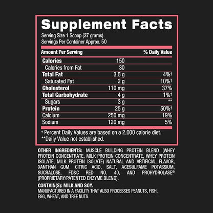BPI Sports Whey HD Ultra Premium Protein Powder Isolate | Workout Whey Protein Powder for Men & Women for Muscle Gain | Milk Protein Concentrates | Strawberry Cake, 4.07 Pound