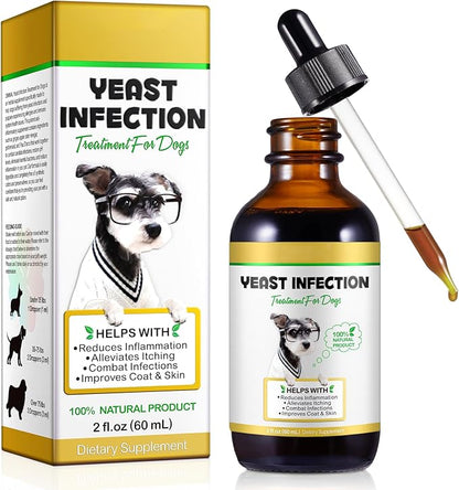 Yeast Infection Treatment for Dogs 60ml, Dog Ear Infection Treatment Supports Dog Itch Relief, Dog Herbal Supplement, Helps to Support Itch Relief