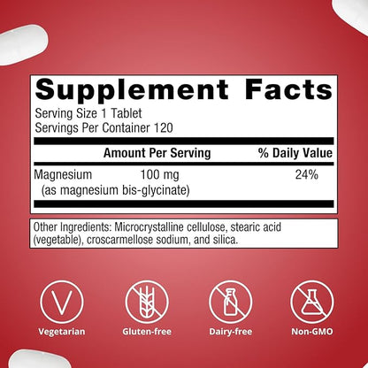 Metagenics Magnesium Glycinate - Highly Absorbable Magnesium Supplement for Sleep, Stress Relief & Muscle Relaxation* - Supports Bone, Heart & Nerve Health* - Non-GMO, Gluten-Free - 120 Tablets