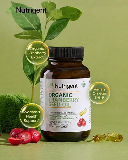 Organic Evening Primrose Oil + Cranberry Seed Oil Supplement Bundle, 940 mg Each, 100% Pure with Omegas & GLA, Cold Pressed Liquid Organic Capsules, Women’s Health, Skin Support