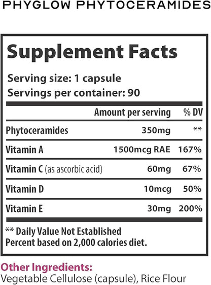 Skin Care Phytoceramides, 90 Day Hydration Focus Super Ceramide Supplements for Women and Men, Wrinkle Support Factor Pills Give youth to the Face with Multivitamin A, C, D, E Gluten Free 90 Capsules