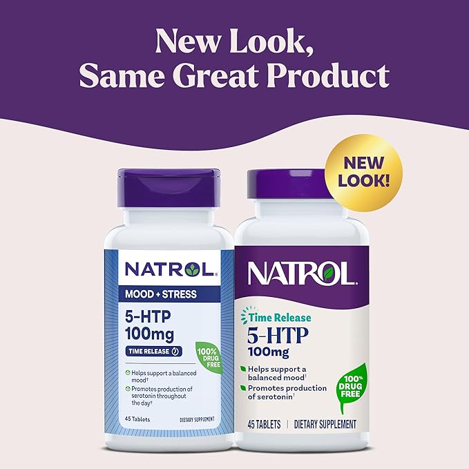 Natrol 5-HTP 100mg, Dietary Supplement Helps Support a Balanced Mood, 90 Time Release Tablets, 22-45 Day Supply