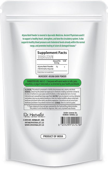 DR Herbalist Arjuna Powder - 200g - 100% Herbal, Natural & Authentic - Herbal Powder for Heart Health - Resealable Pouch
