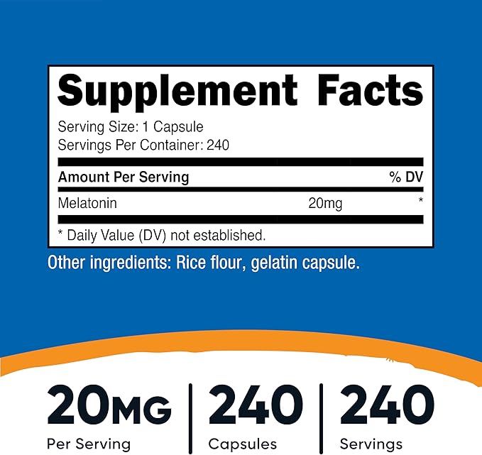 Nutricost Melatonin 20mg, 240 Capsules, Non-GMO & Gluten Free (Pack of 2)