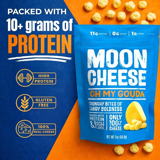 Moon Cheese Oh My Gouda Cheese Bites, 2 Ounce, 3-Pack, Crunchy, Packed With Protein & Calcium, Keto, Gluten Free