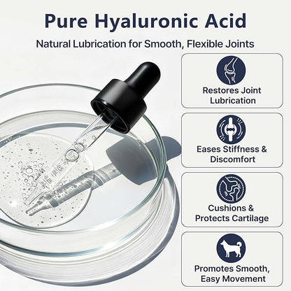Hyaluronic Acid for Dogs – Liquid Joint Supplement for Dogs Supporting Mobility, Cartilage & Flexibility – Dog Joint Supplement for Joints, Skin, Coat & Eye Hydration – Pure, High-Molecular HA Drops