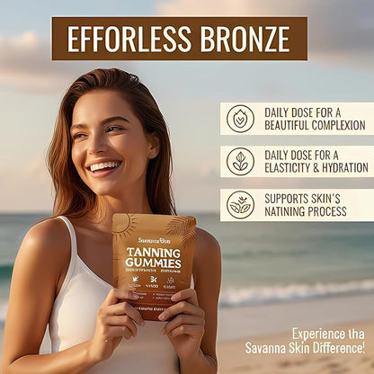Tanning Gummies, Tanning Gummies for Women, with Astaxanthin Lycopene and Vitamins, Vegan & Sugar Free - 60 Count (1pcs)