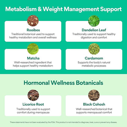 VoomVaya MenoSlim Tea – Menopause & Perimenopause Supplement for Women – Supports Healthy Metabolism & Overall Wellness – Acai Berry Flavor – 30 Tea Bags