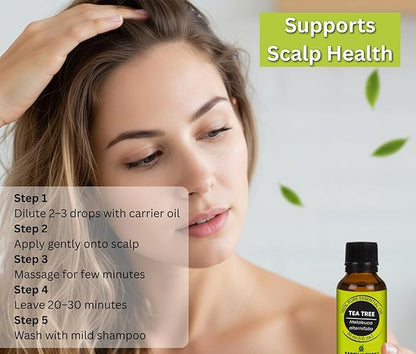 Earth N Pure Tea Tree Essential Oil Steam Distilled, Natural and Therapeutic Grade for Scalp & Skin Care with Glass Dropper | 50 ML