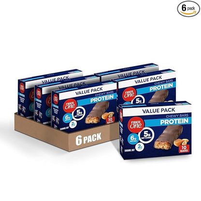 Fiber One Chewy Protein Bars, Caramel Nut, Value Pack, 10 ct (Pack of 6)