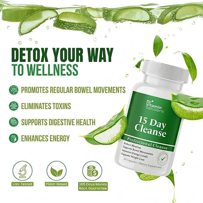 15 Day Gut Cleanse Detox for Women w/ GLP-1 Support - Natural Colon & Detox Cleanse for Weight Loss - Bloating & Constipation Relief - Flushes Toxins & Supports Immunity - 60 Ct.