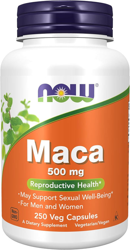 NOW Foods Supplements, Maca (Lepidium meyenii) 500 mg, For Men and Women, Reproductive Health*, 250 Veg Capsules